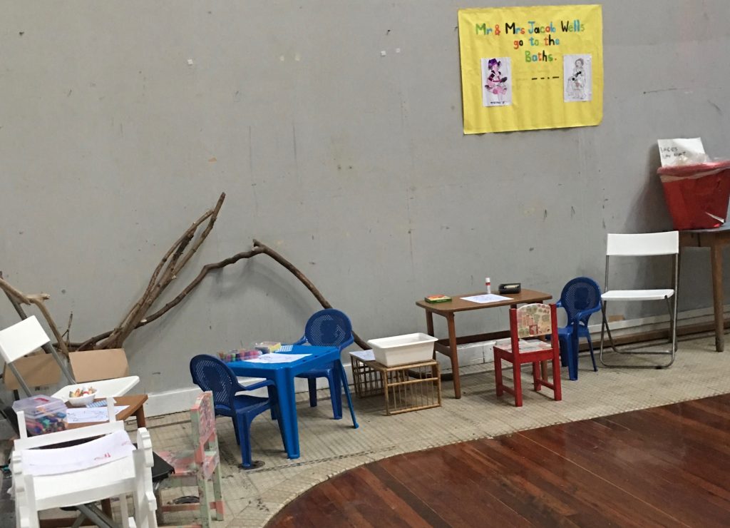 Children’s tables and chairs with craft materials