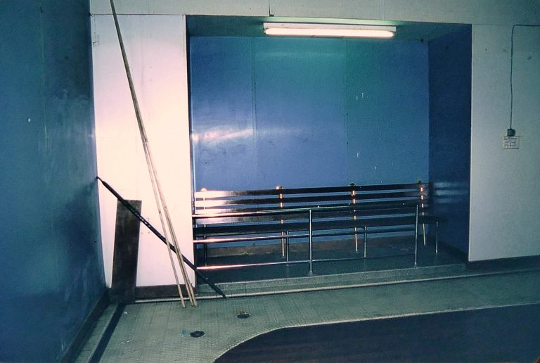 Photo of seating for spectators, set into the wall